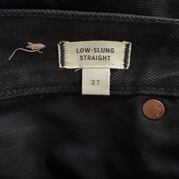 madewell low-slung straight jeans kent wash black nm209 size women 27 - Picture 10 of 10